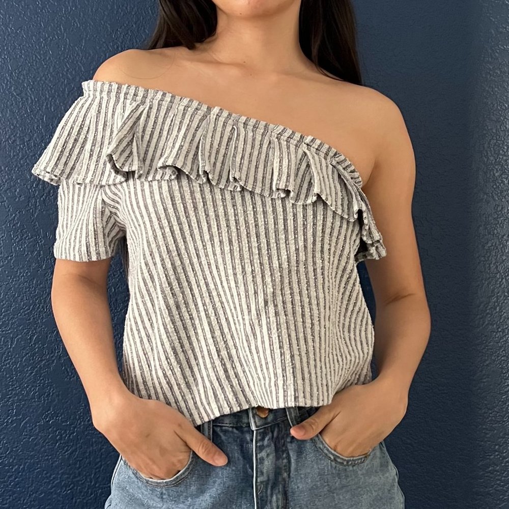 Club Monaco - One Shoulder Striped Blouse